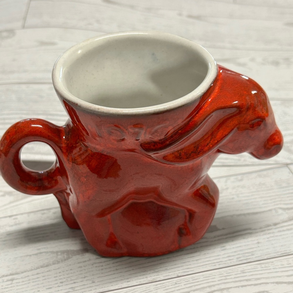 Vintage red 1976 Frankoma democratic donkey mug bicentennial cup Dem political